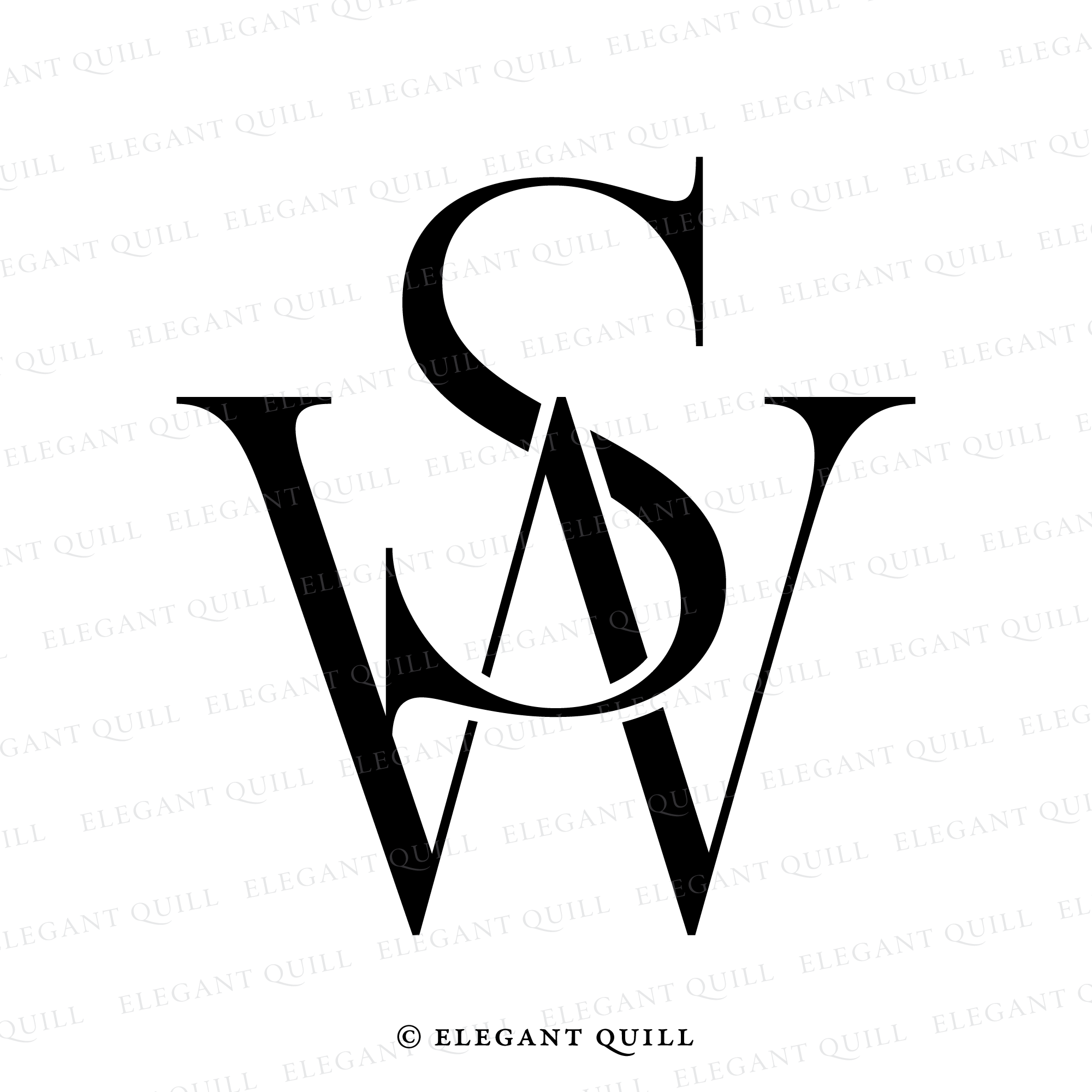 Sw Initials Inverted Minimalist Logo, SW Initials – Elegant Quill