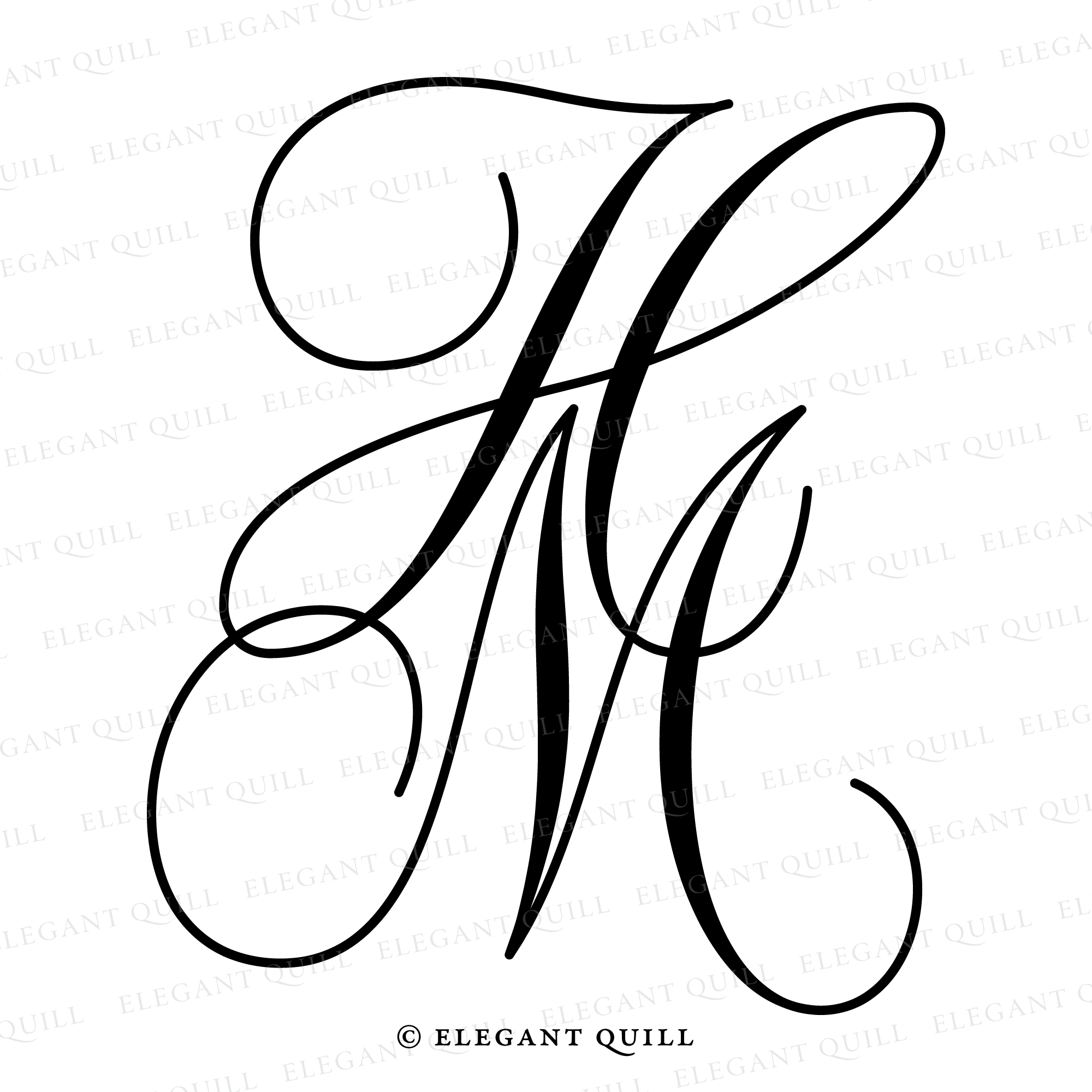 M In Fancy Cursive