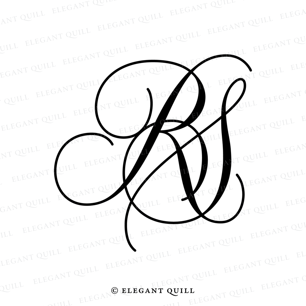 Themed R Initals Minimalist Logo Design, RS Initials โ Elegant Quill