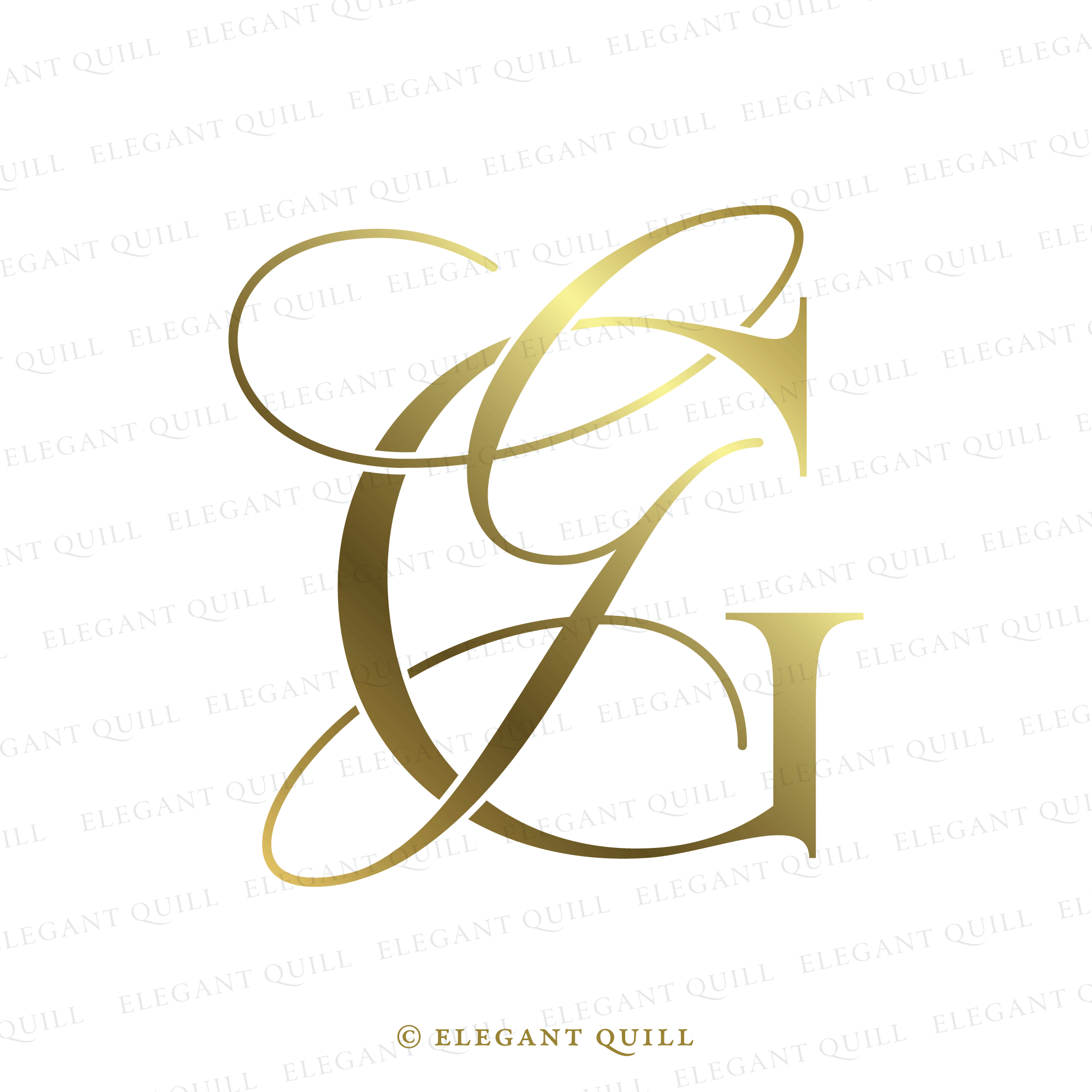 Modern Logo, GG Initials – Elegant Quill