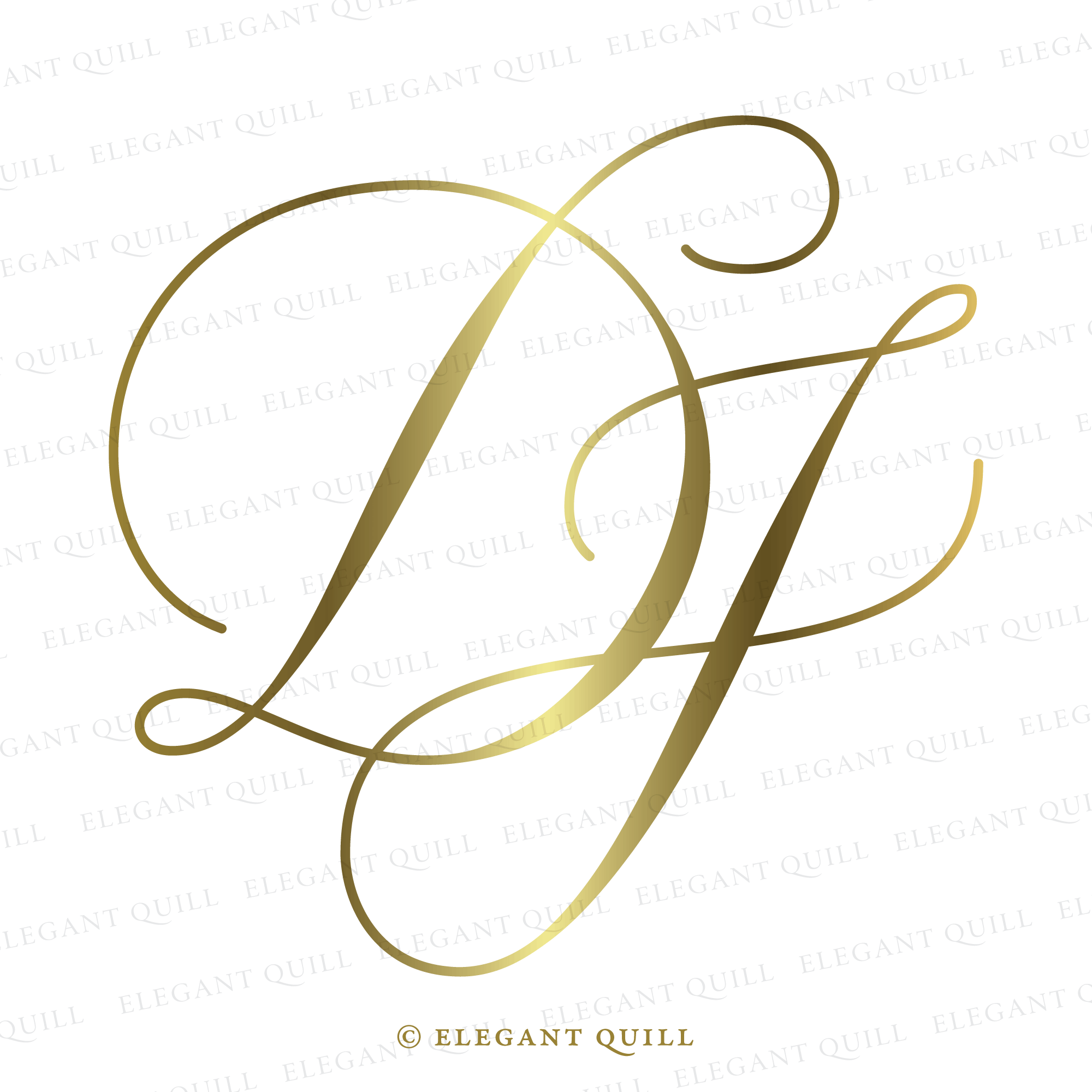 Modern Logo Design, DJ Initials – Elegant Quill, image size:2000x2000