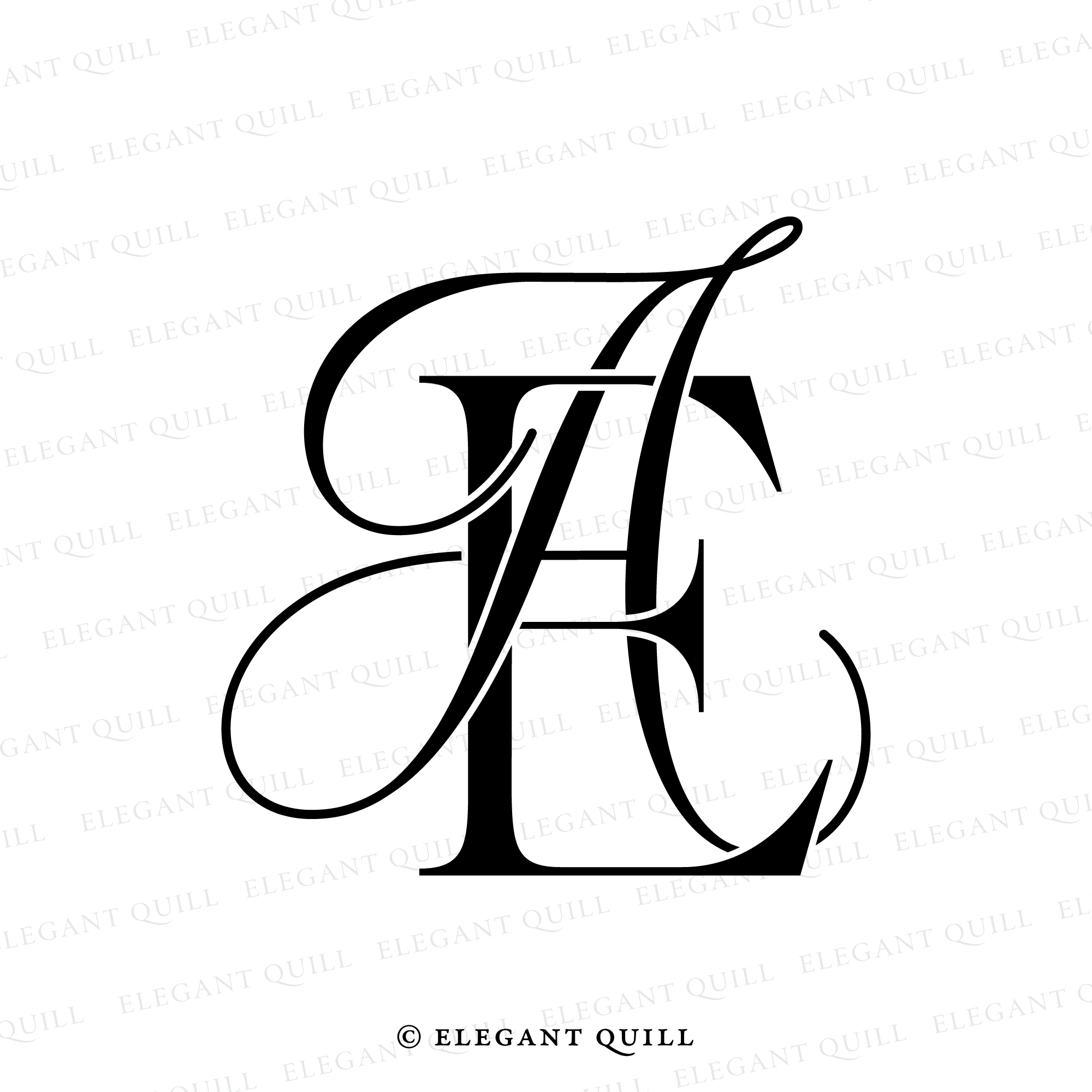 Modern Wedding Monogram, AE Initials Logo – Elegant Quill