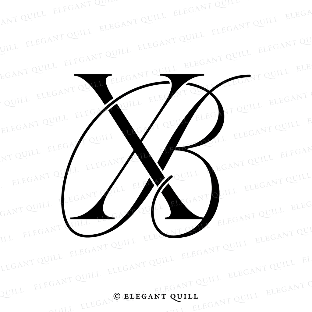 modern wedding monogram, BX initials