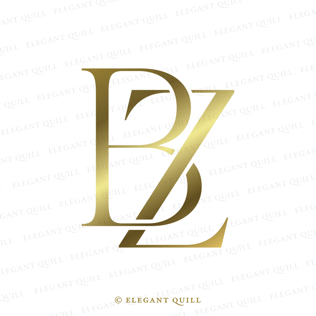 modern wedding monogram, BZ initials