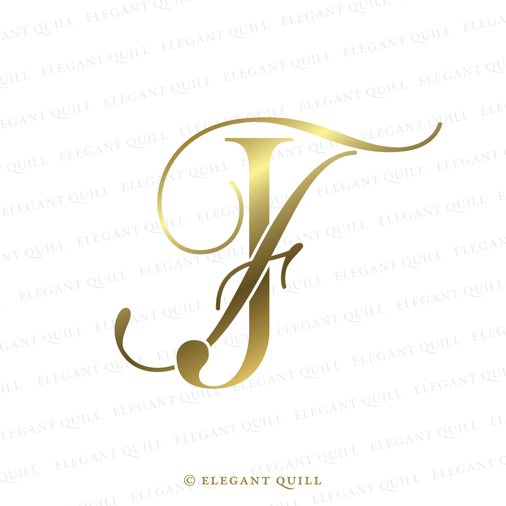 modern wedding monogram, FJ initials