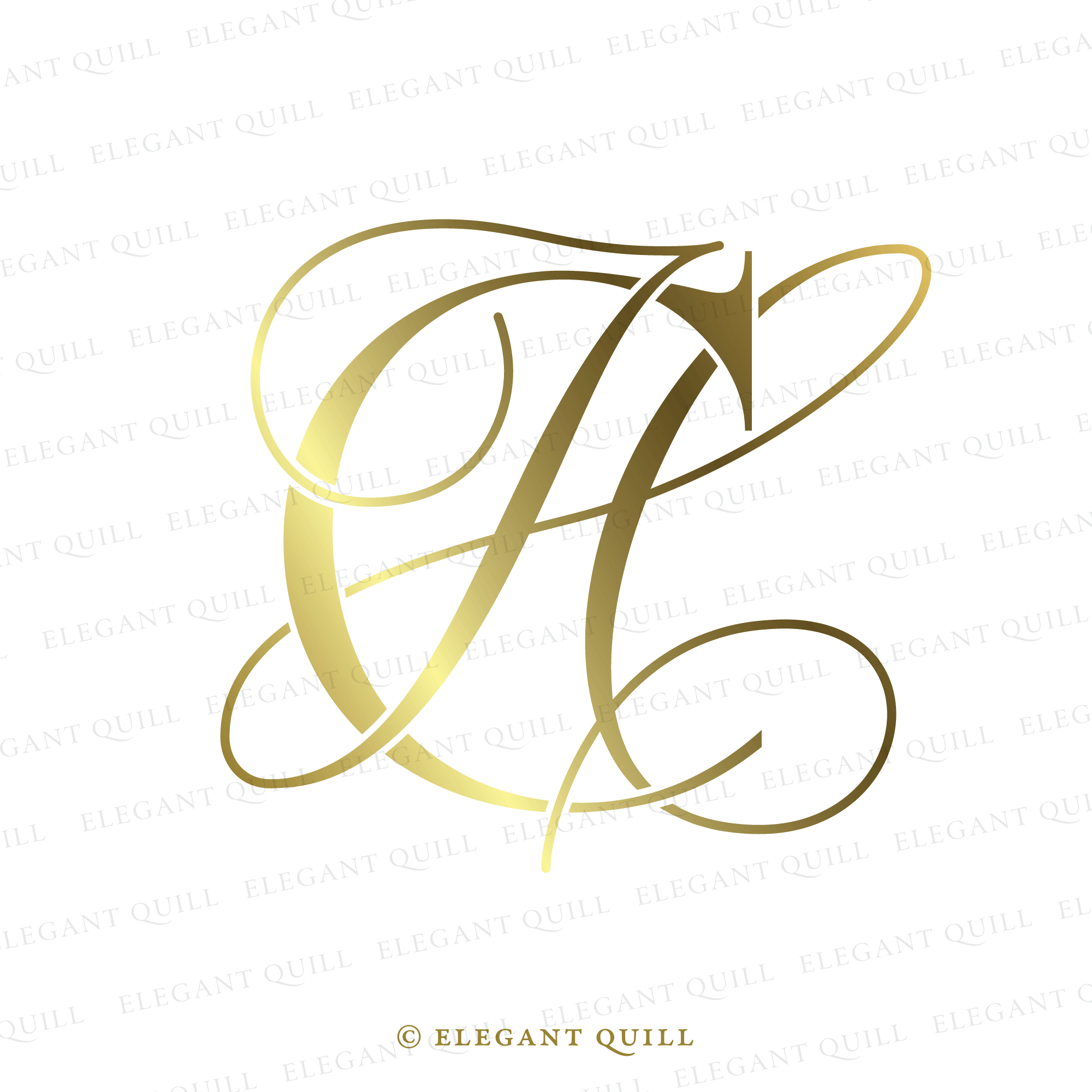 Modern Wedding Monogram, HC Initials Logo – Elegant Quill