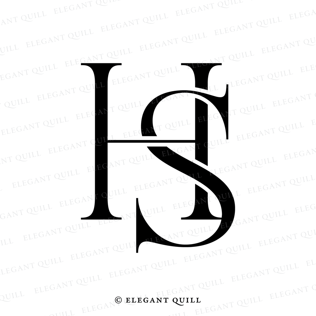 modern wedding monogram, HS initials