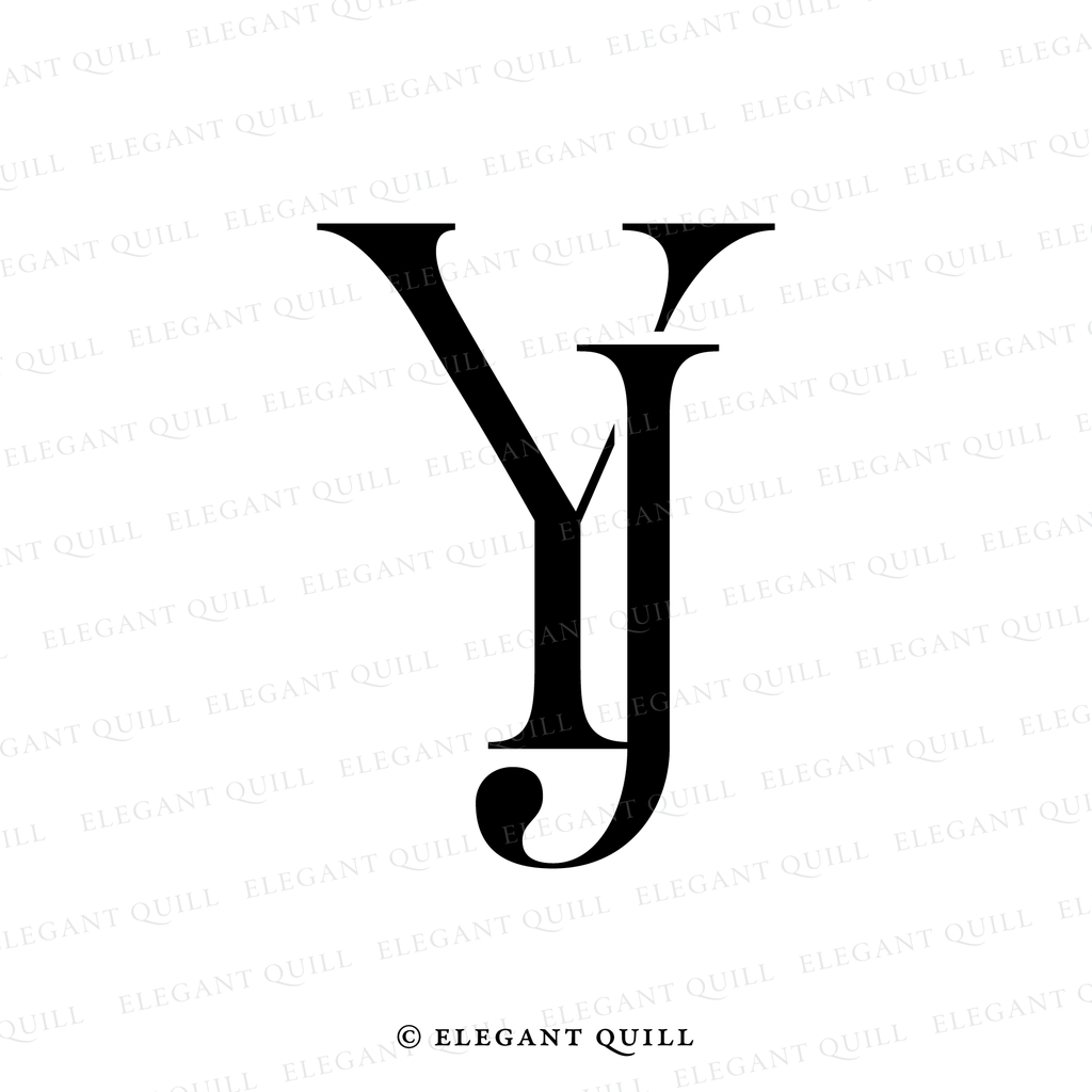 modern wedding monogram, JY initials