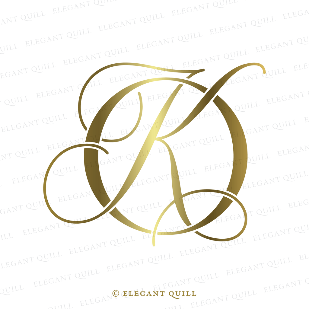 modern wedding monogram, KO initials