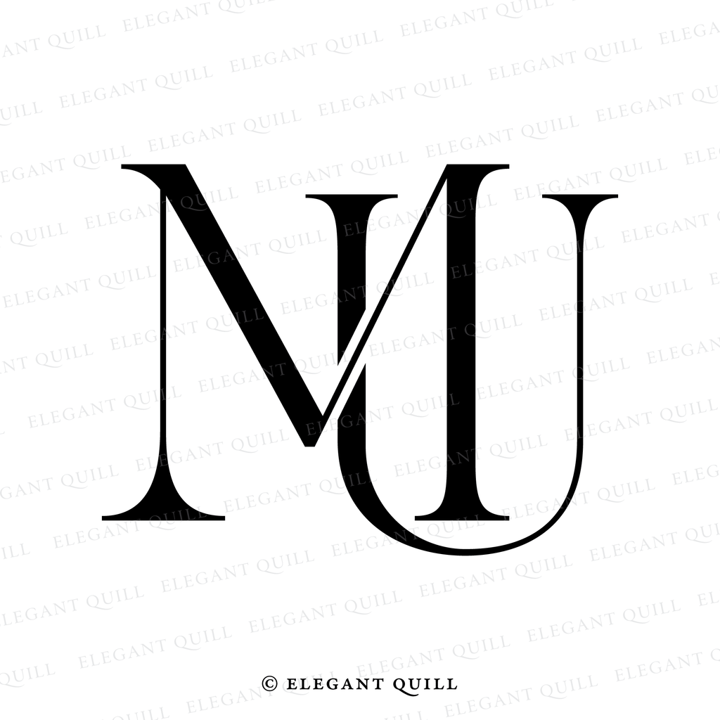 modern wedding monogram, MU initials