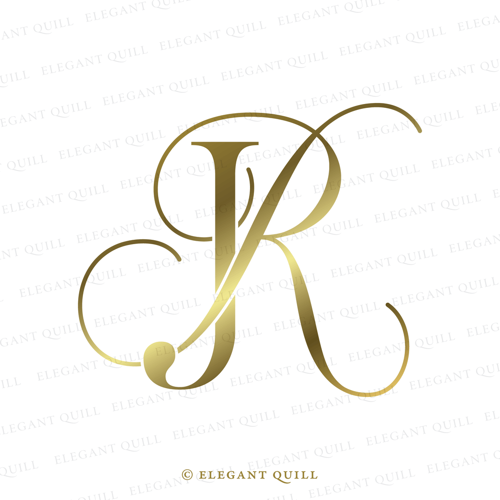 Monagram Rjp Modern Wedding Monogram, RJ Initials Logo – Elegant Quill
