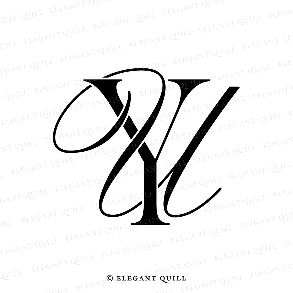 modern wedding monogram, UY initials