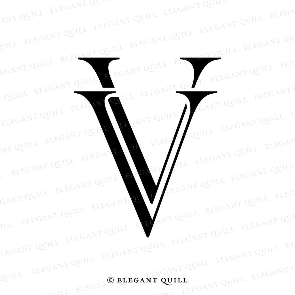 modern wedding monogram, VV initials