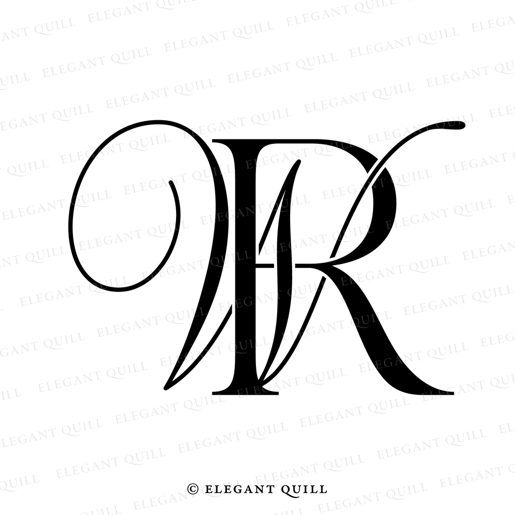 modern wedding monogram, WR initials