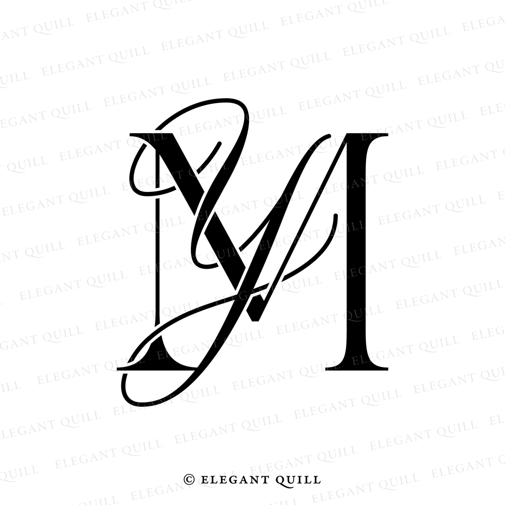 modern wedding monogram, YM initials