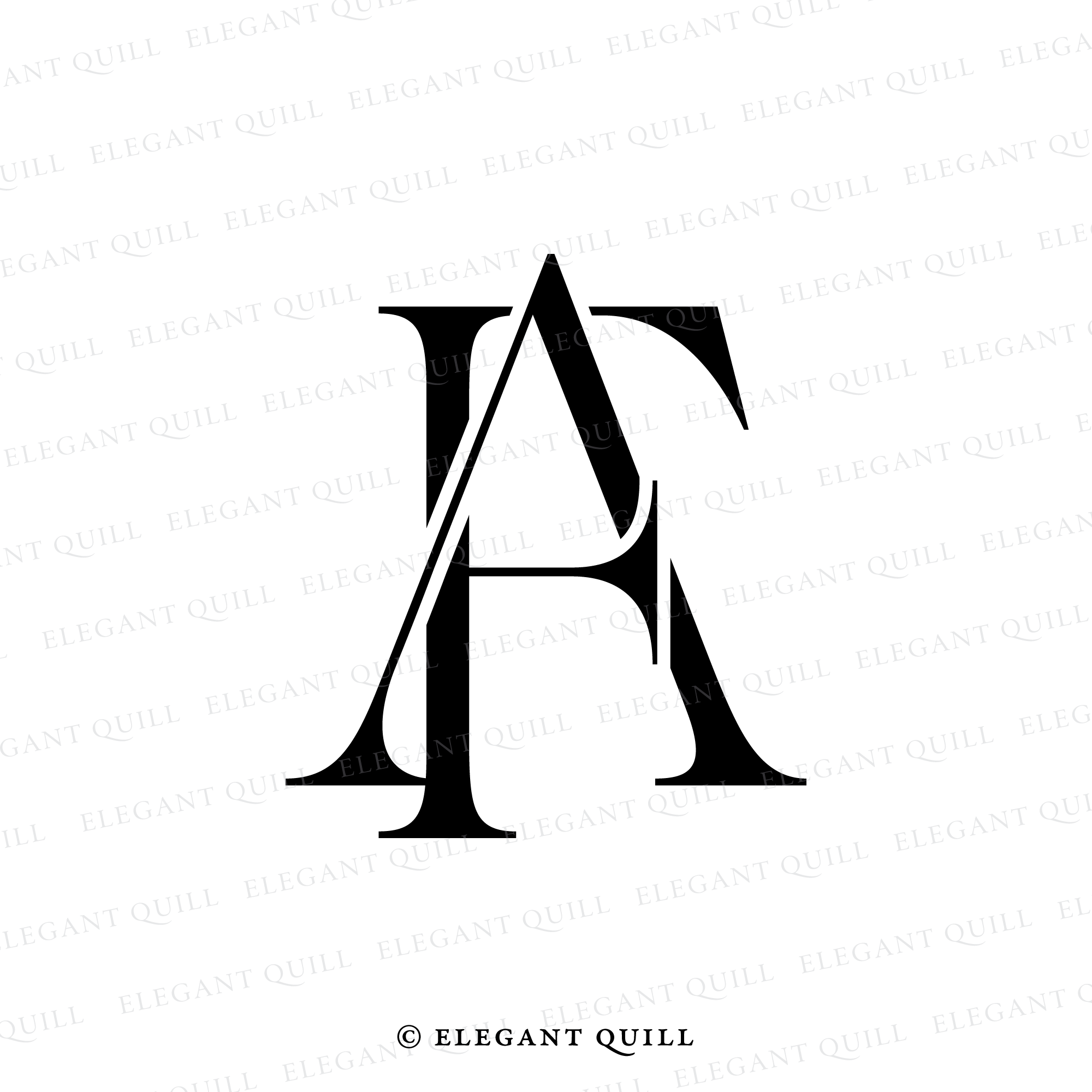 Af Lettering Monogram, AF Initials Logo – Elegant Quill