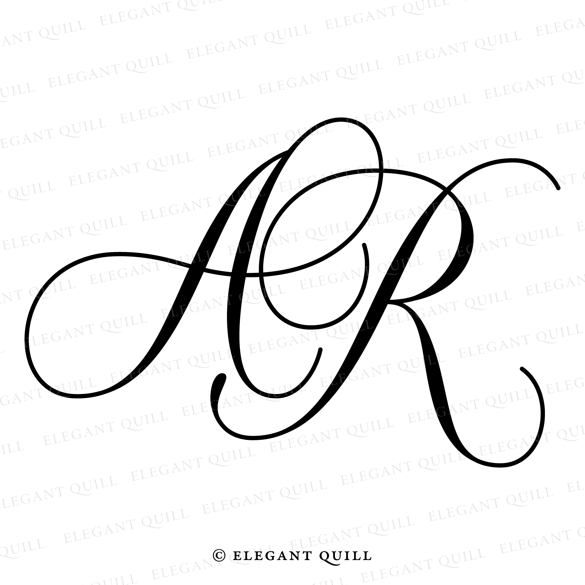 Monogram, AR Initials Logo – Elegant Quill