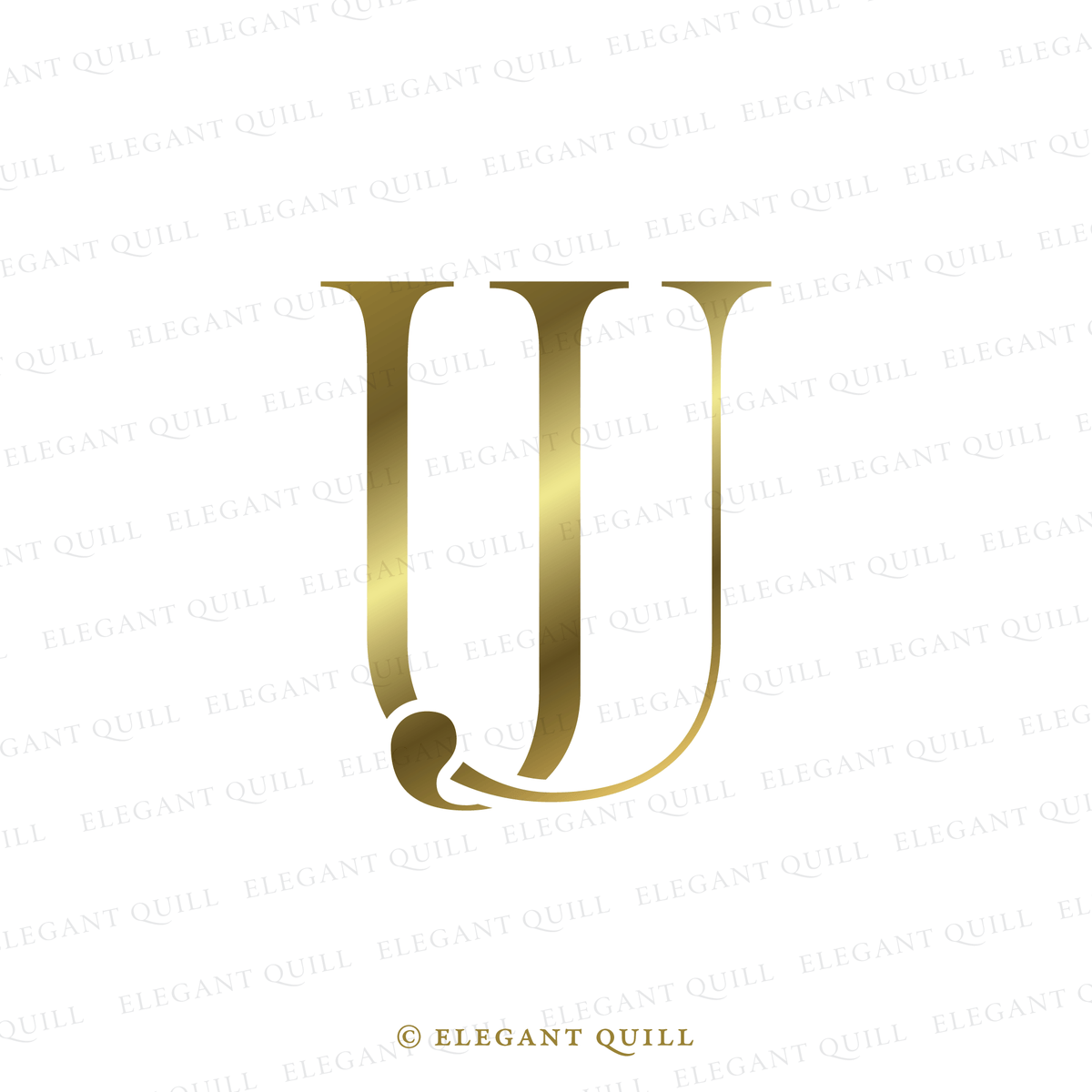 Monogram, JU Initials Logo – Elegant Quill