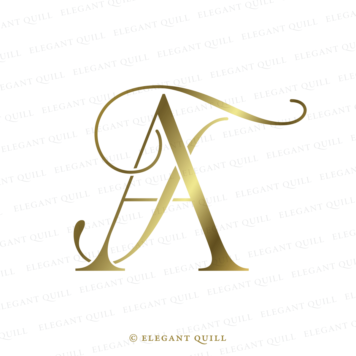 Monogram, TA Initials Logo – Elegant Quill