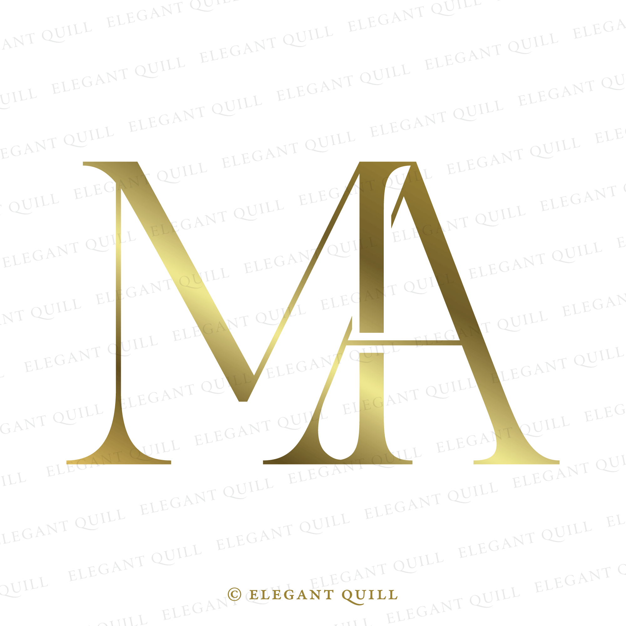 Perfection elegant time lettering with gold monogram logo