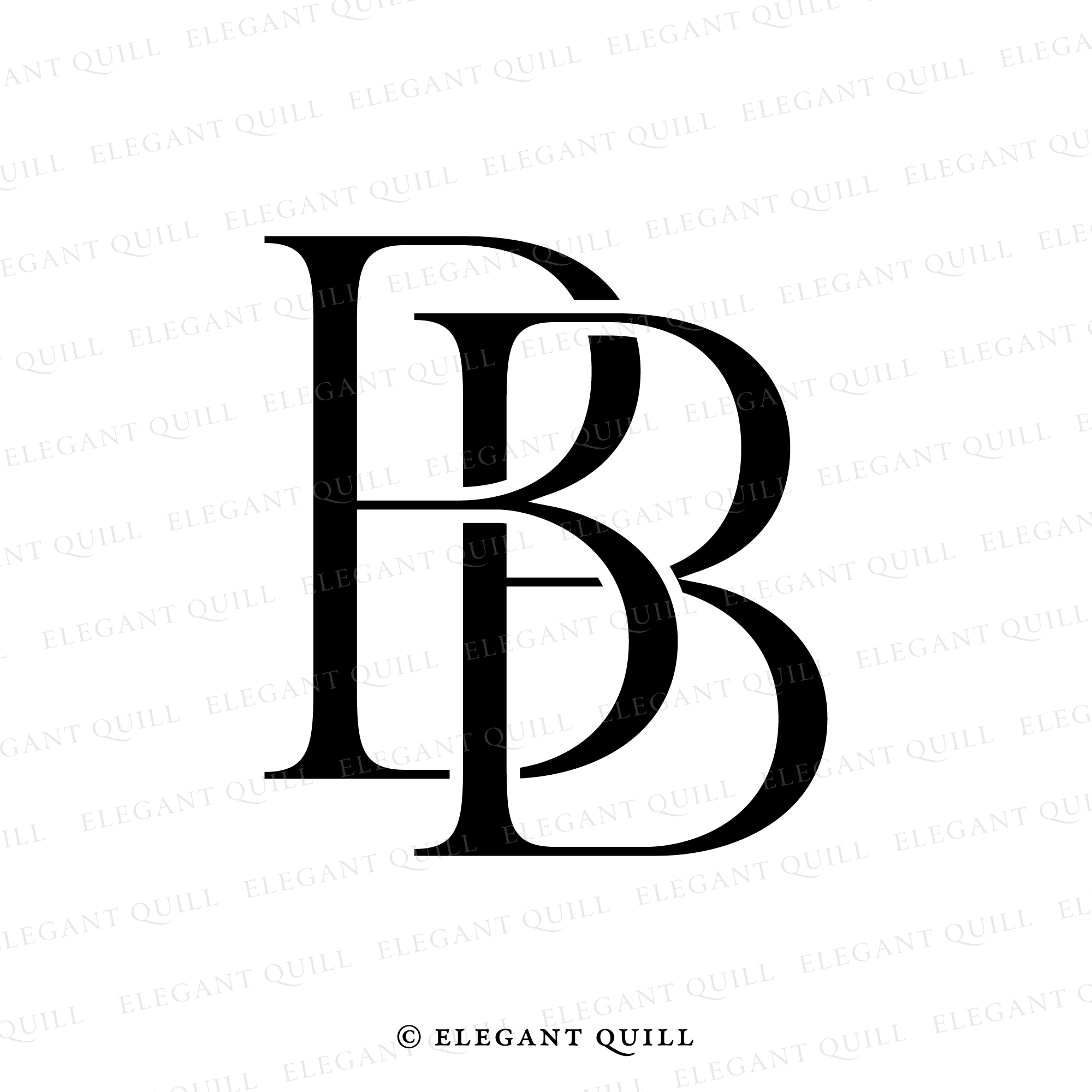 Bb Monogram Design Monogram Logo, BB Initials – Elegant Quill