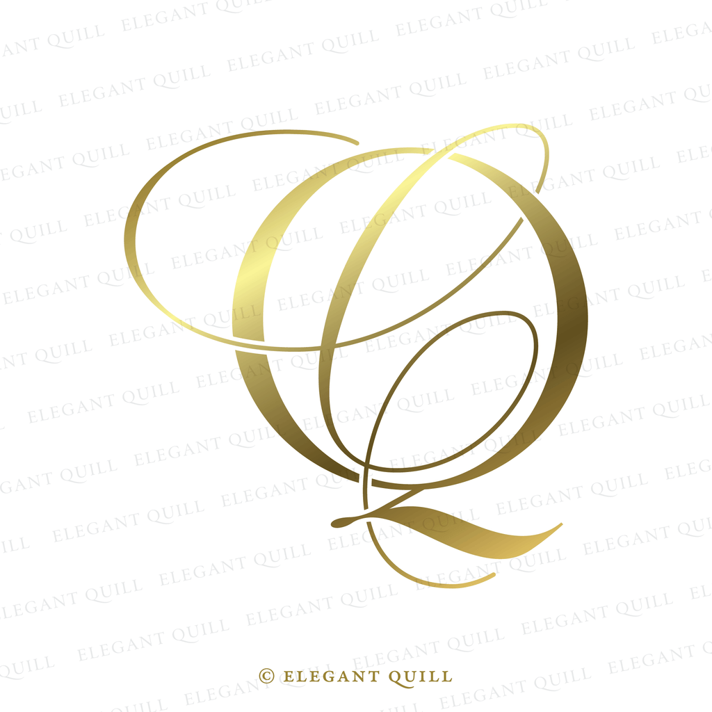 monogram logo, CQ logo gold