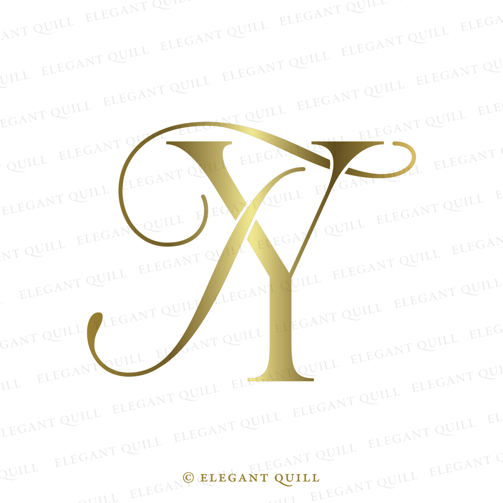 Wedding Monogram Logo, UY Initials – Elegant Quill