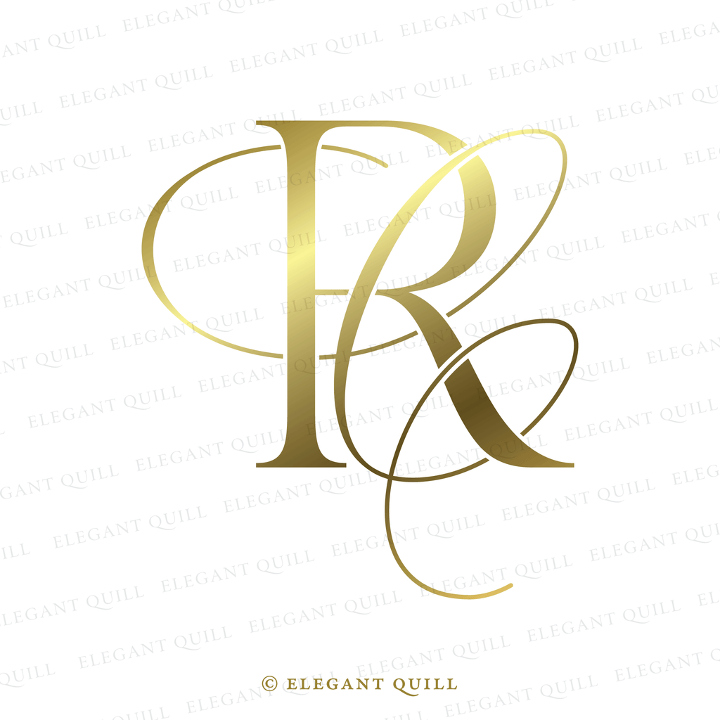 monogram logo design, CR logo gold