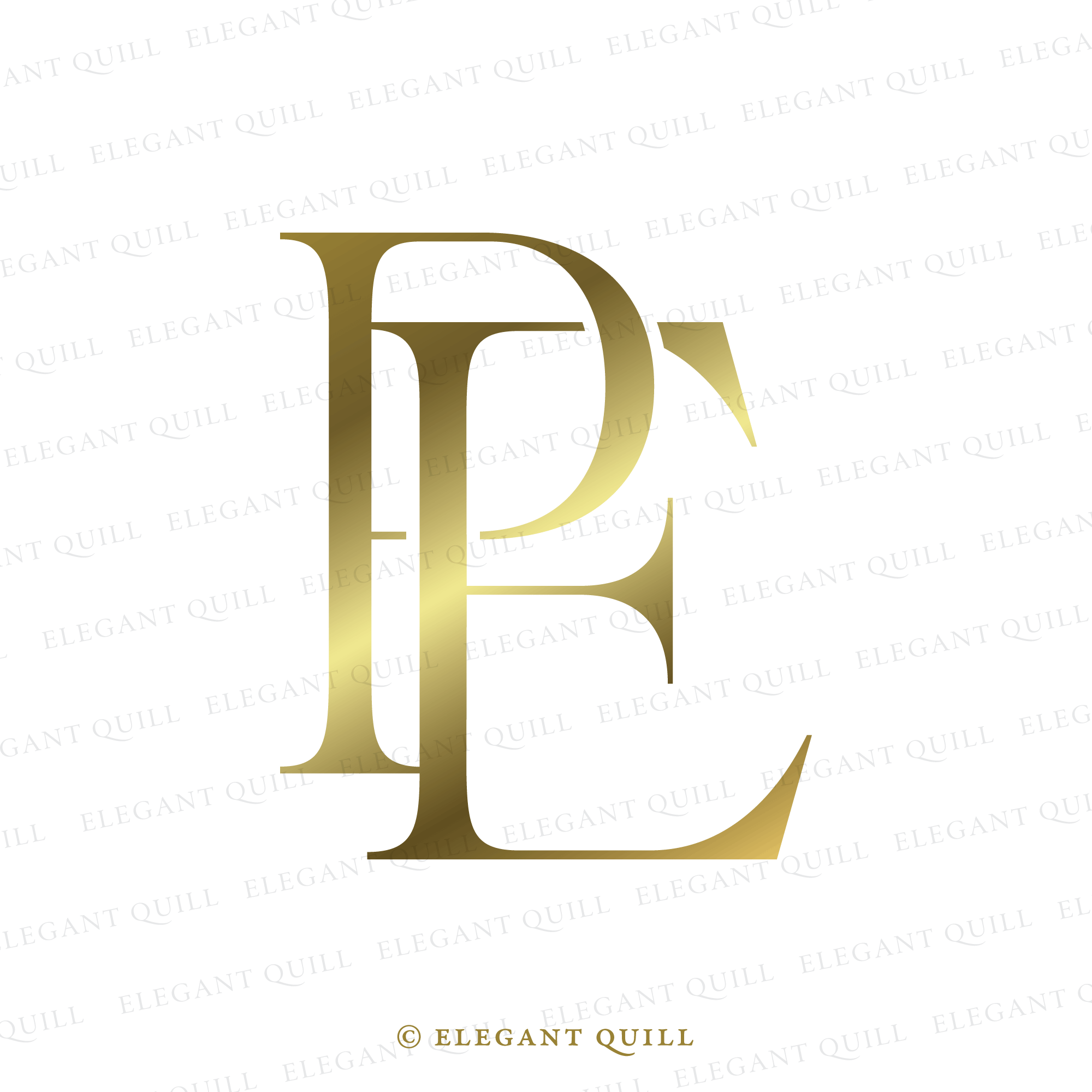 Monogram Logo Design, EP Initials – Elegant Quill