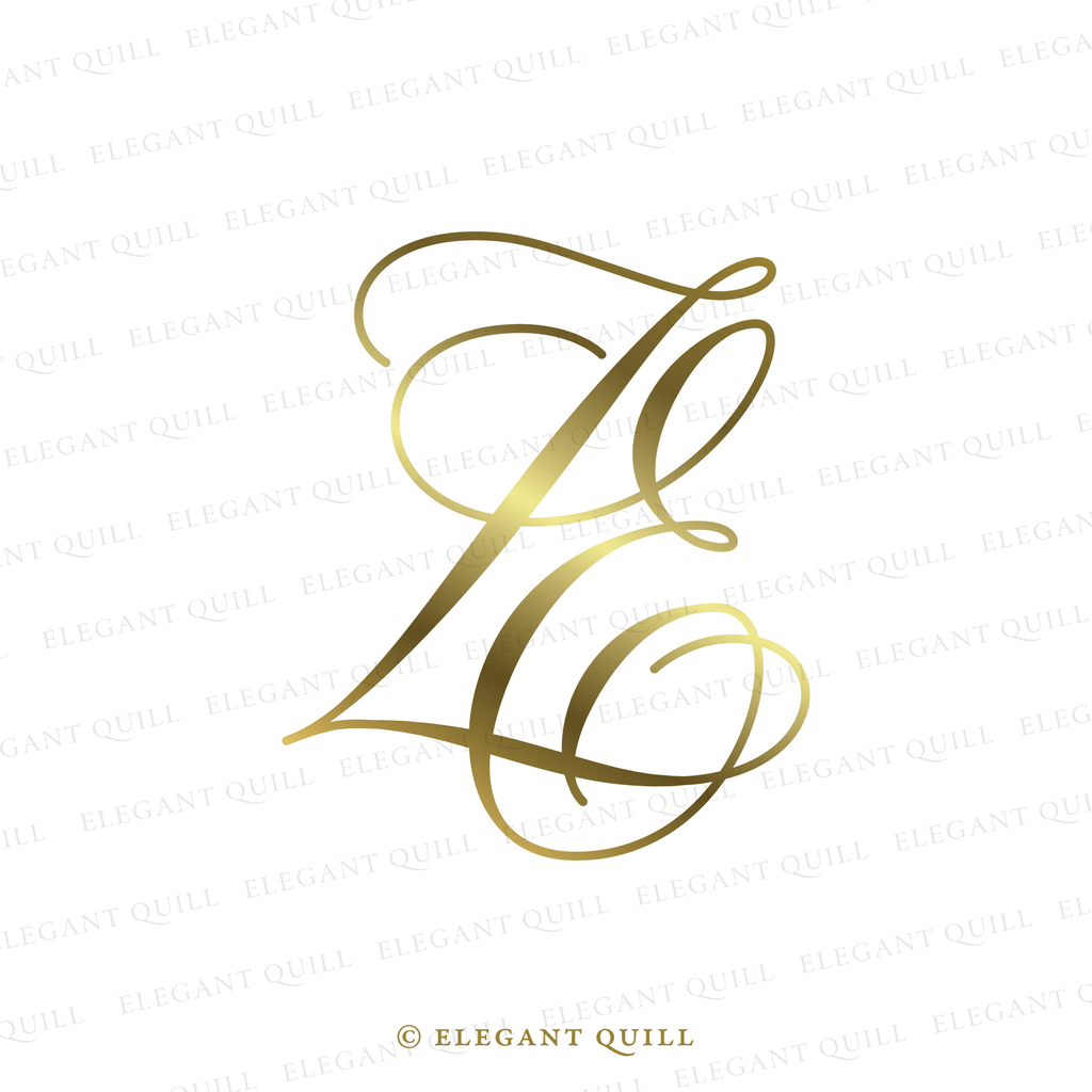 Ez Initals Monogram Logo Design, EZ Initials – Elegant Quill