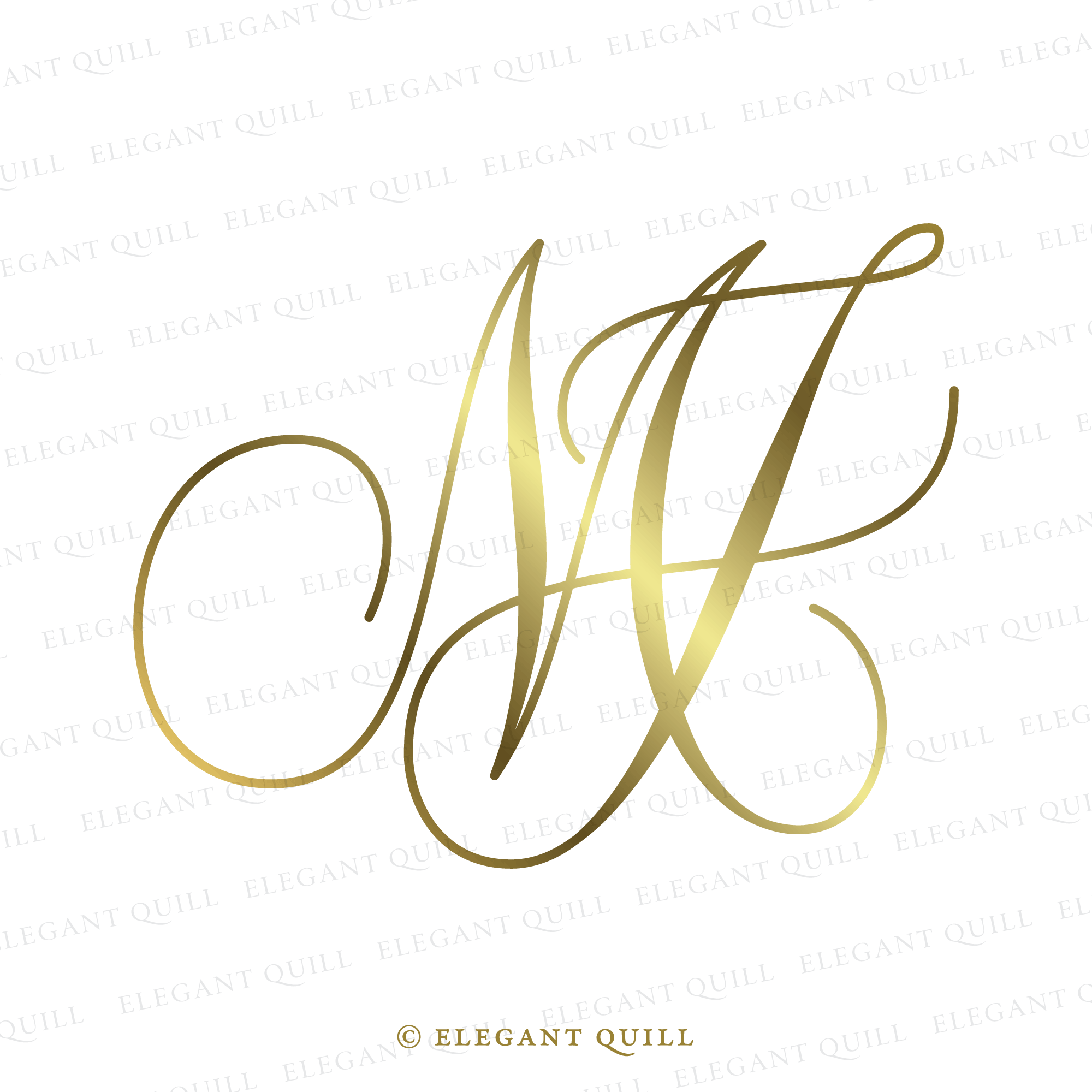 Monogram Logo Design, JM Initials – Elegant Quill