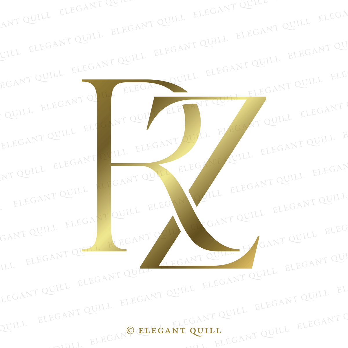 Monogram Logo Design, RZ Initials – Elegant Quill