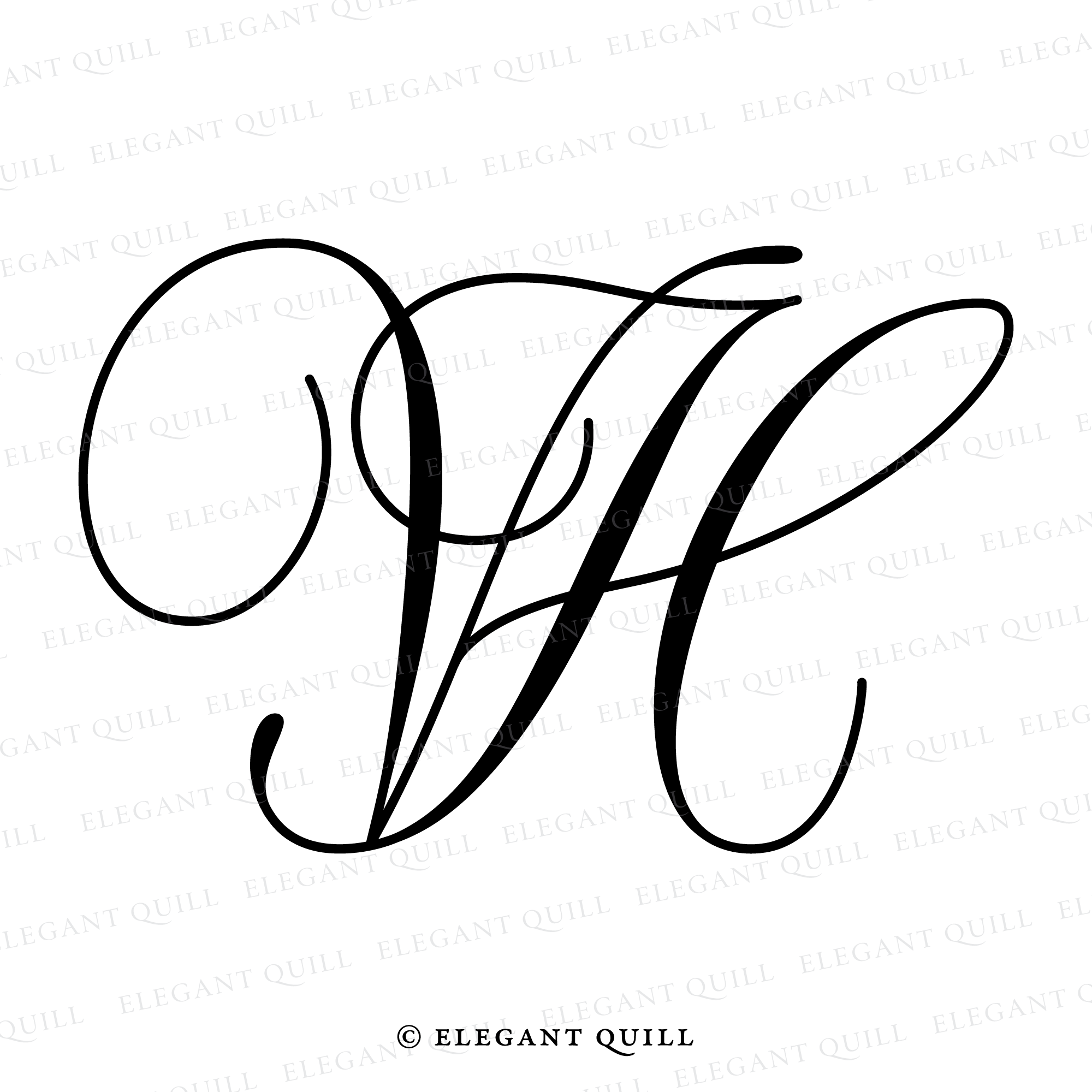 Monogram Logo, HV Initials – Elegant Quill