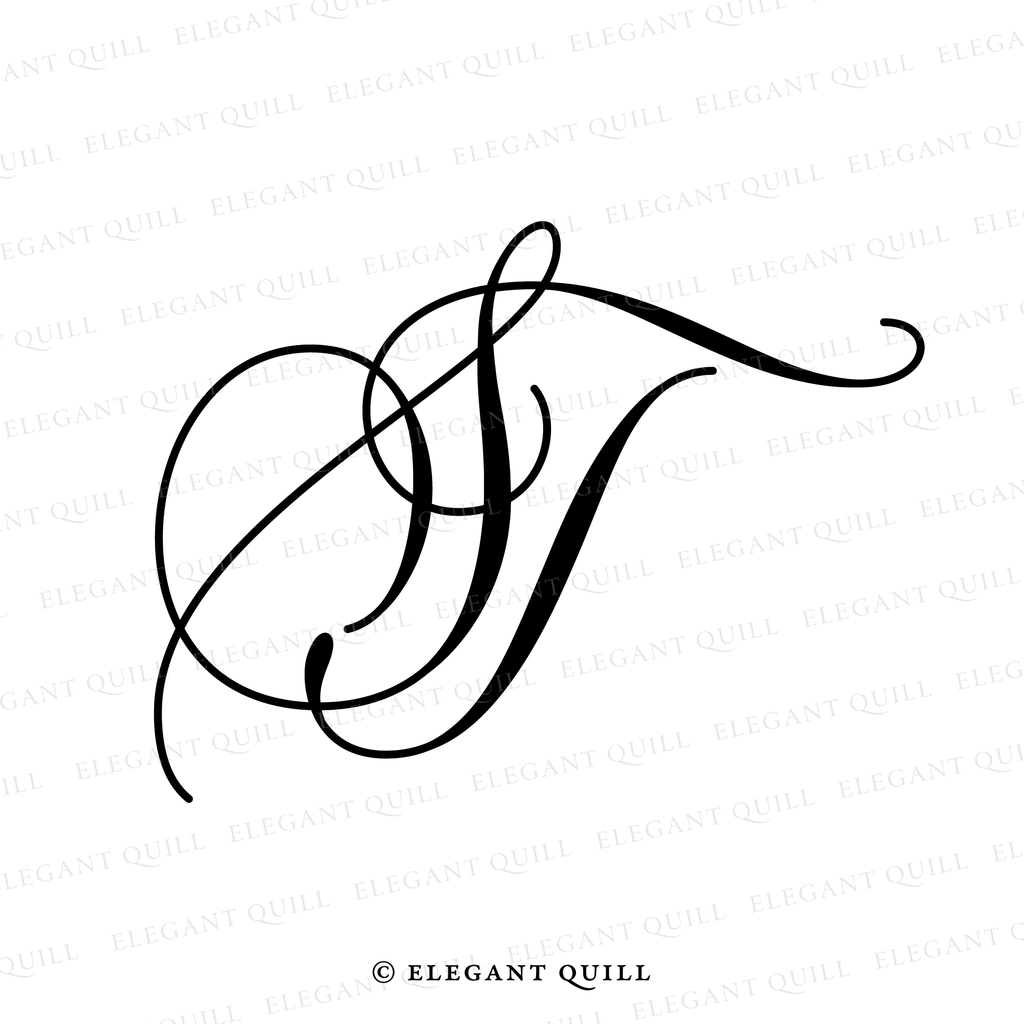 Personal Brand Logo, ST Initials – Elegant Quill