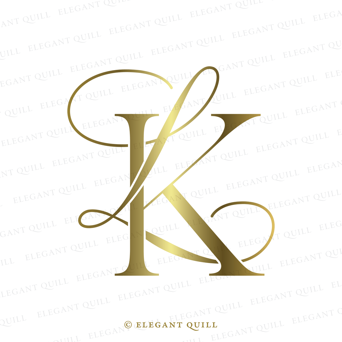 Lk Initias Premade Logo, LK Initials – Elegant Quill