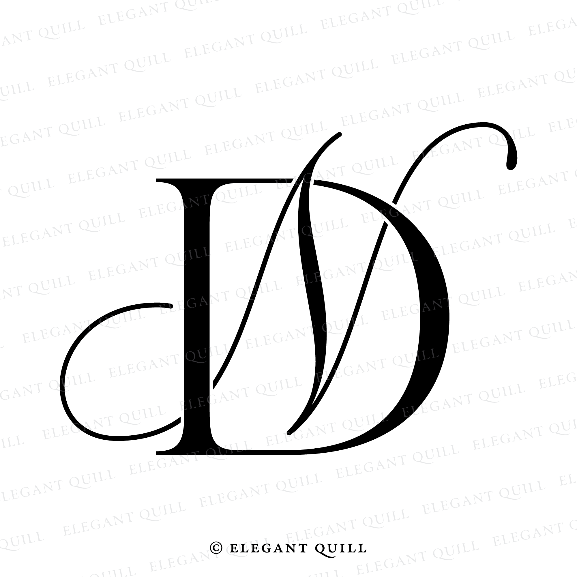 Nd Intials Premade Logo, ND Initials – Elegant Quill