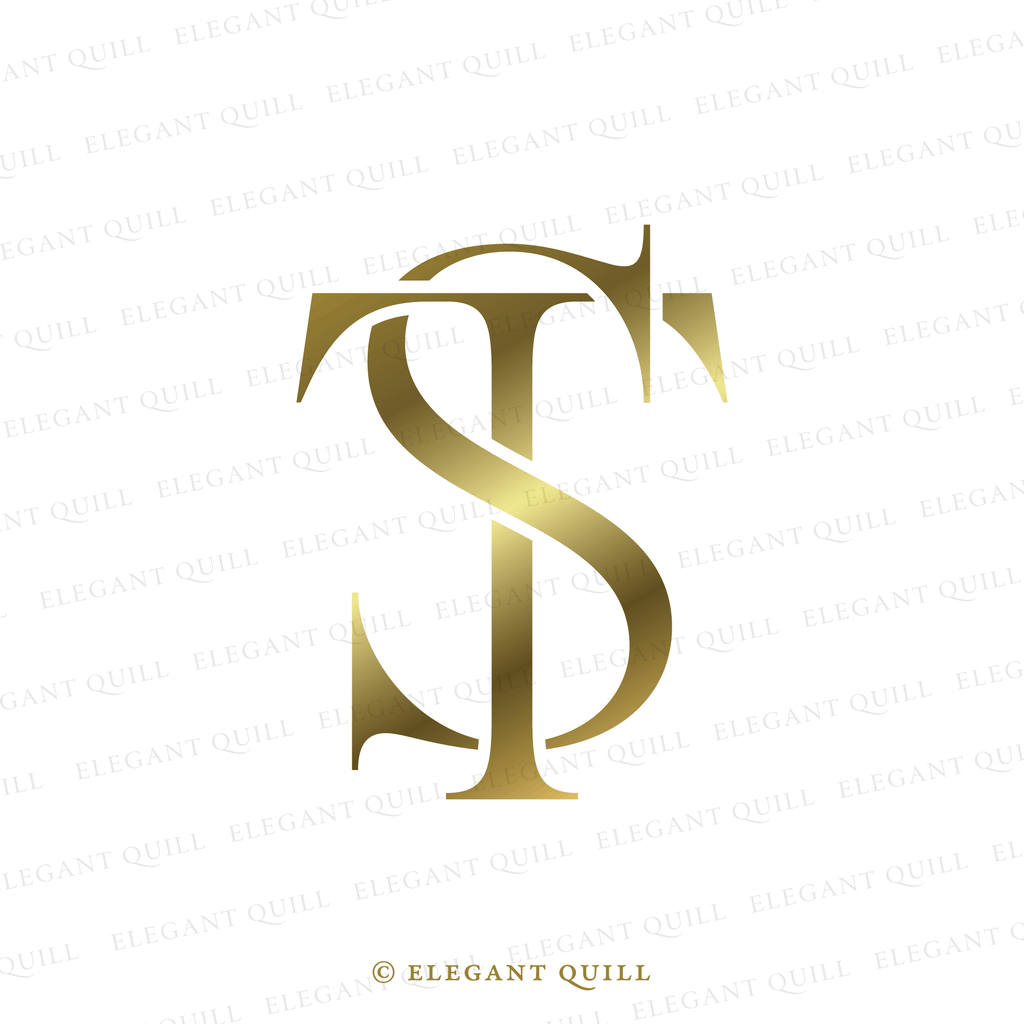 Intitials St Premade Logo, ST Initials – Elegant Quill
