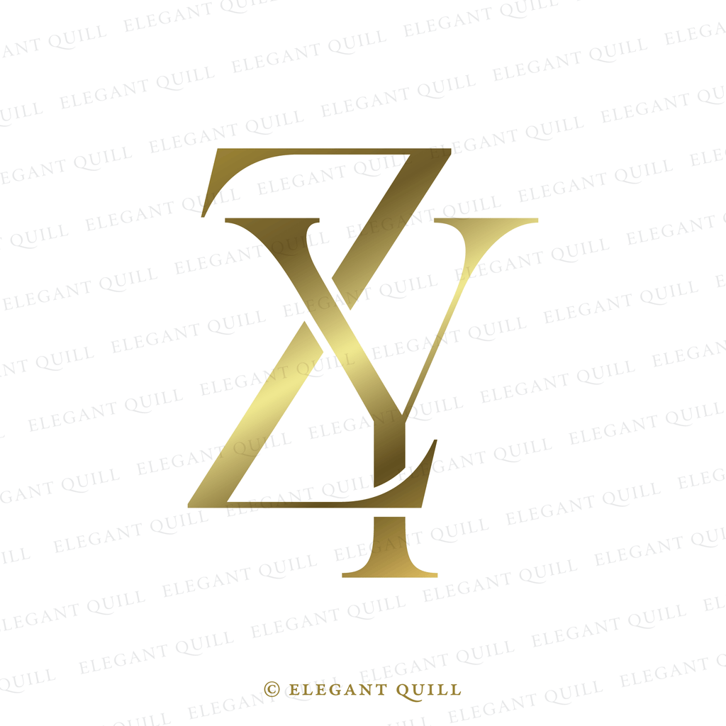 Modern Wedding Monogram, WR Initials Logo – Elegant Quill