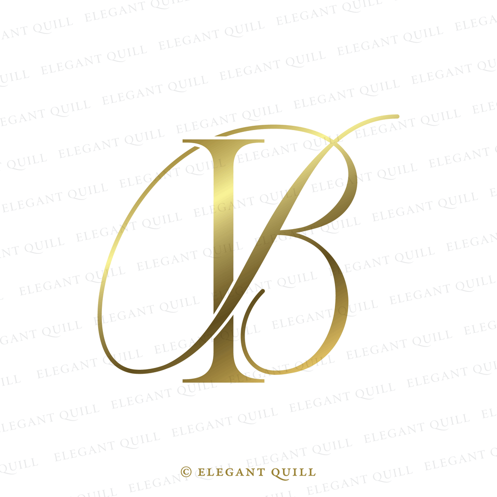 Wedding Monogram Logo, CG Initials – Elegant Quill