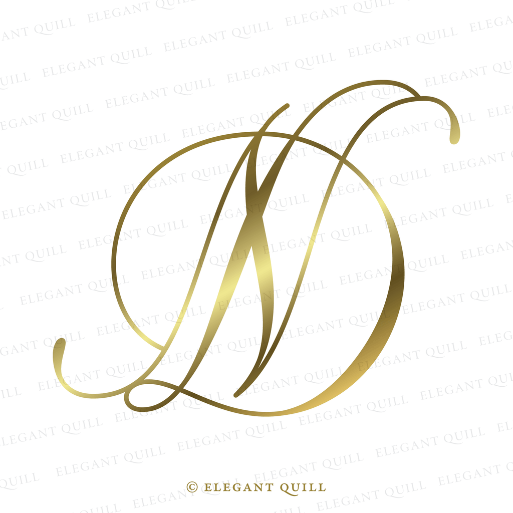 script logo, DN initials
