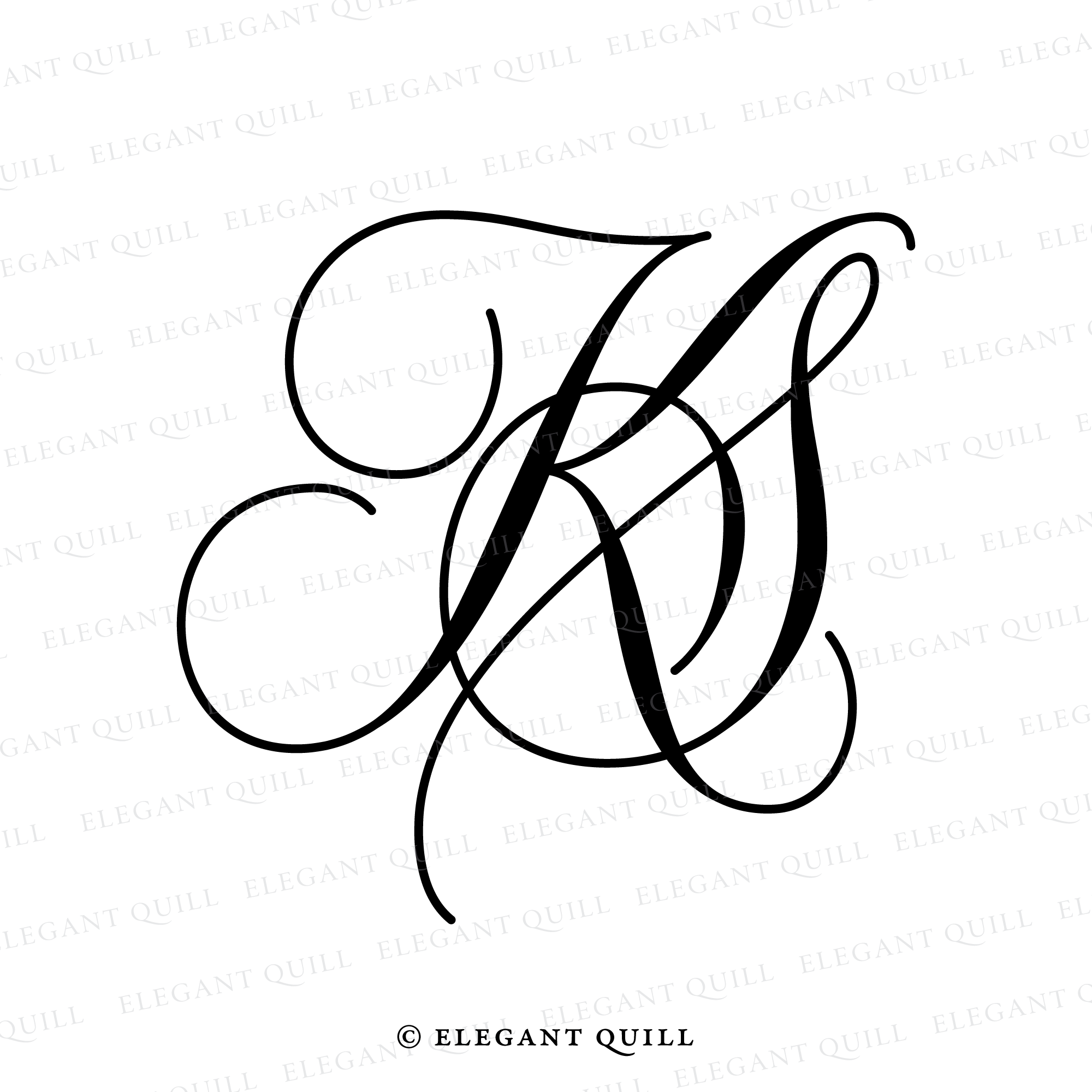 Script Intials Script Logo, KS Initials – Elegant Quill