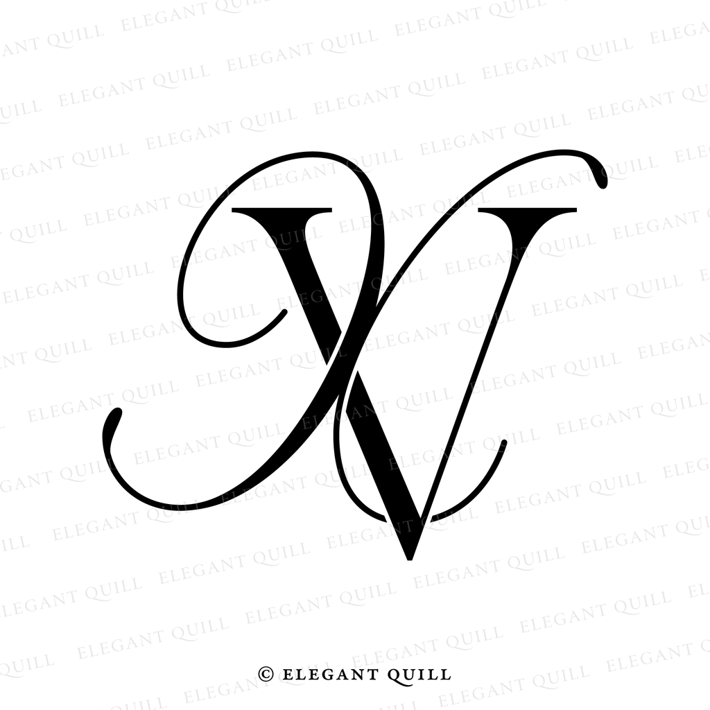 script logo, XV initials