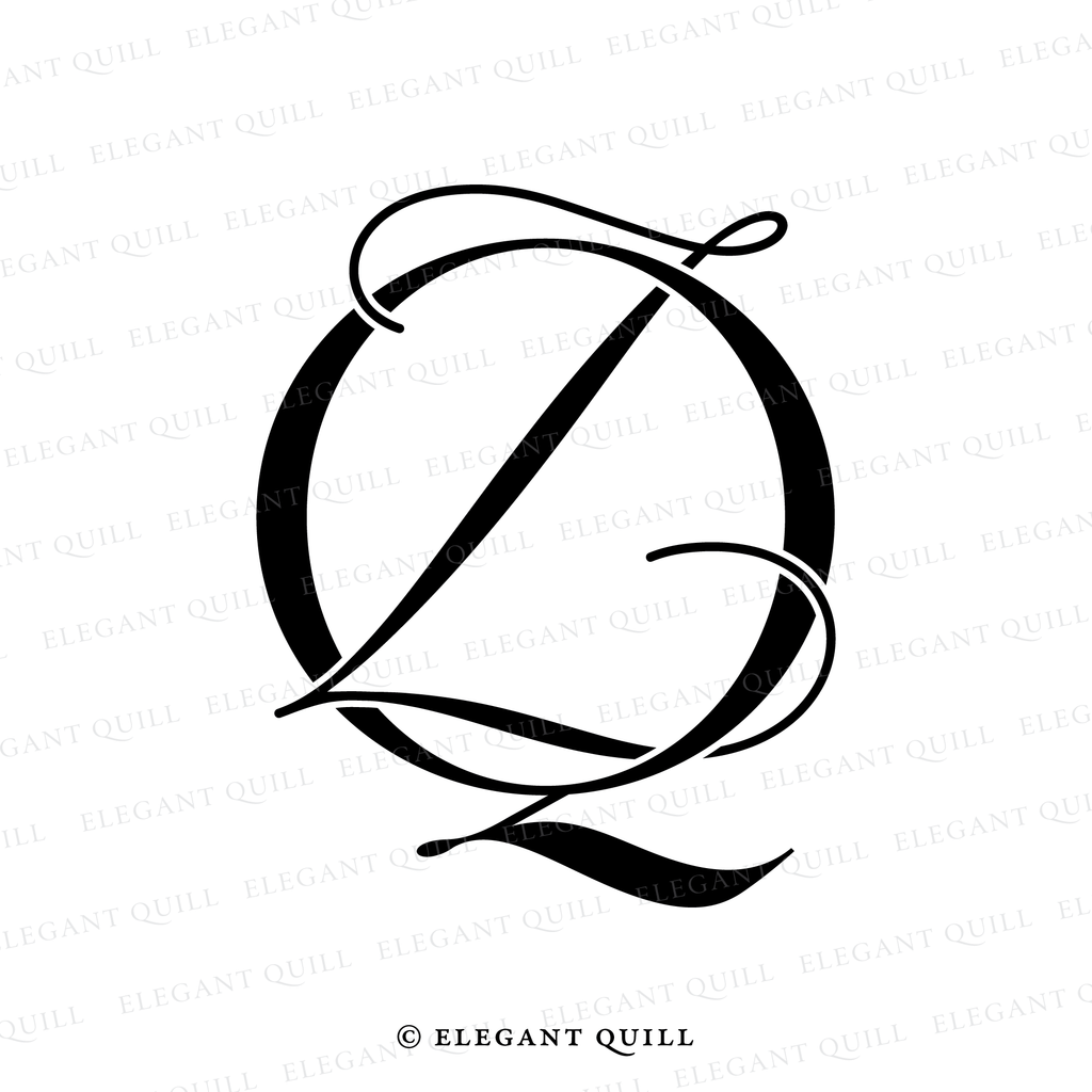 script logo, ZQ initials