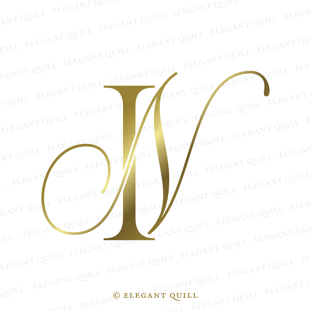 Wedding Monogram Logo, OI Initials – Elegant Quill