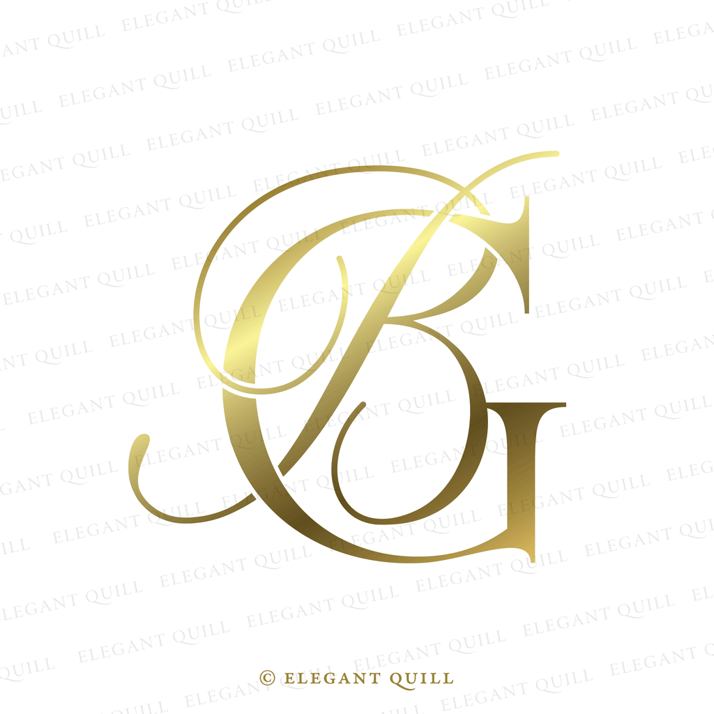 Wedding Monogram, BV Initials Logo – Elegant Quill