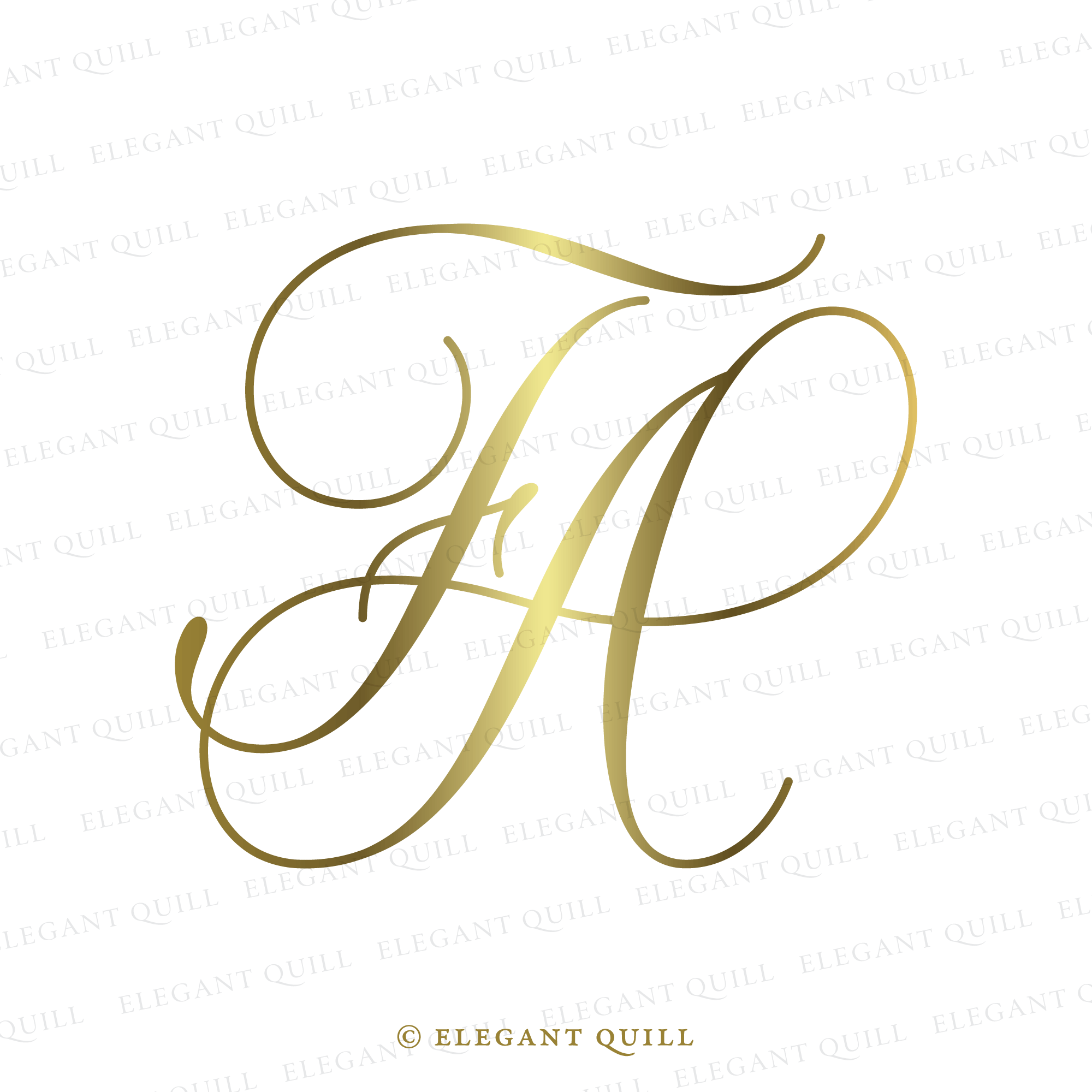 Elegant Wedding Monogram, AF Initials Logo – Elegant Quill