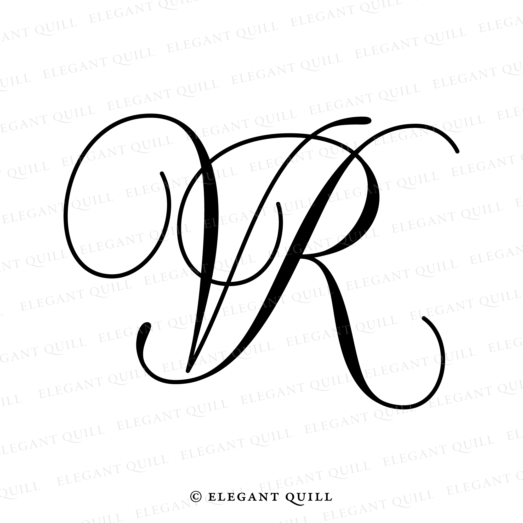 Simplistic Logo, RV Initials – Elegant Quill