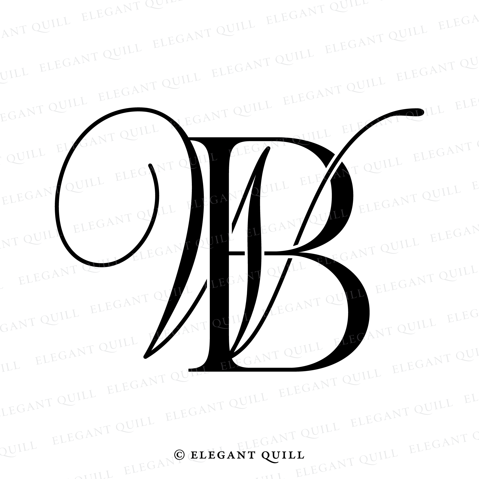 Simplistic Logo, WB Initials – Elegant Quill
