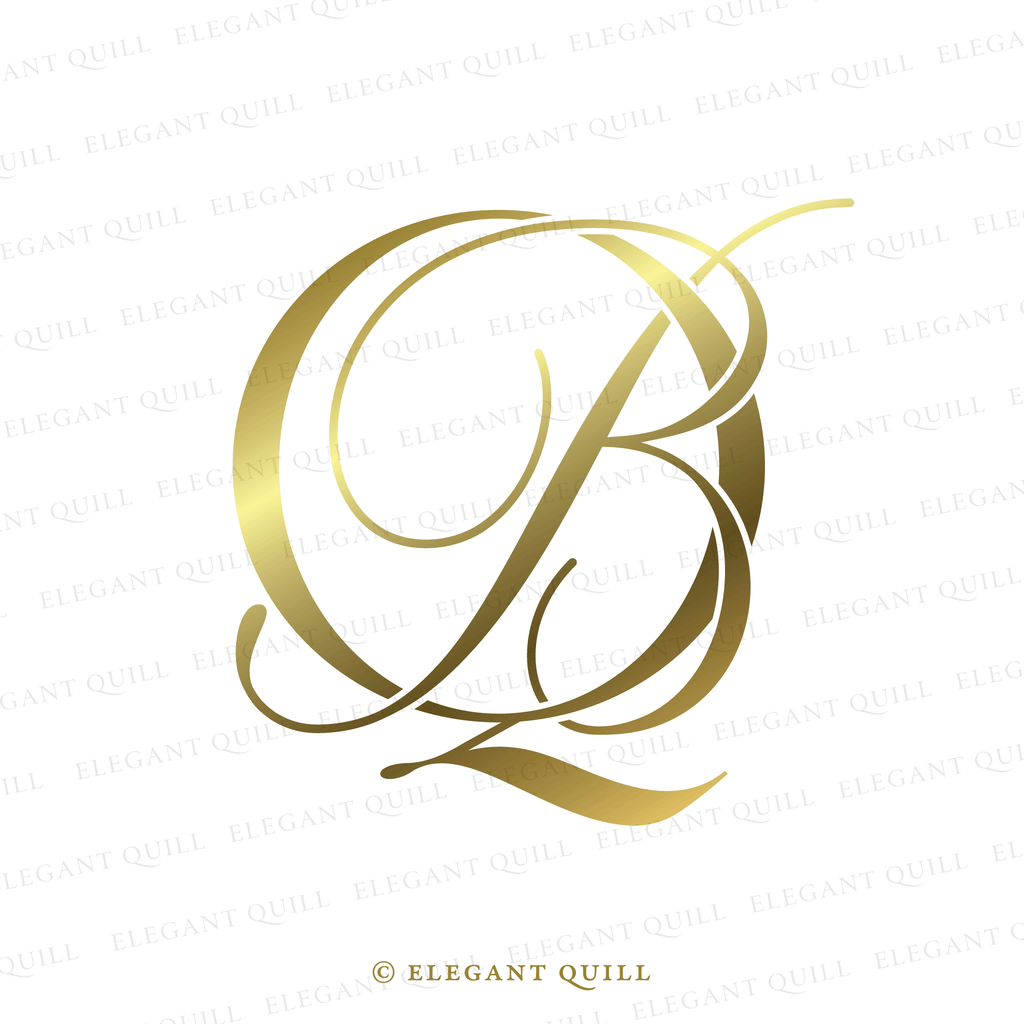 two letter logo, BQ logo gold