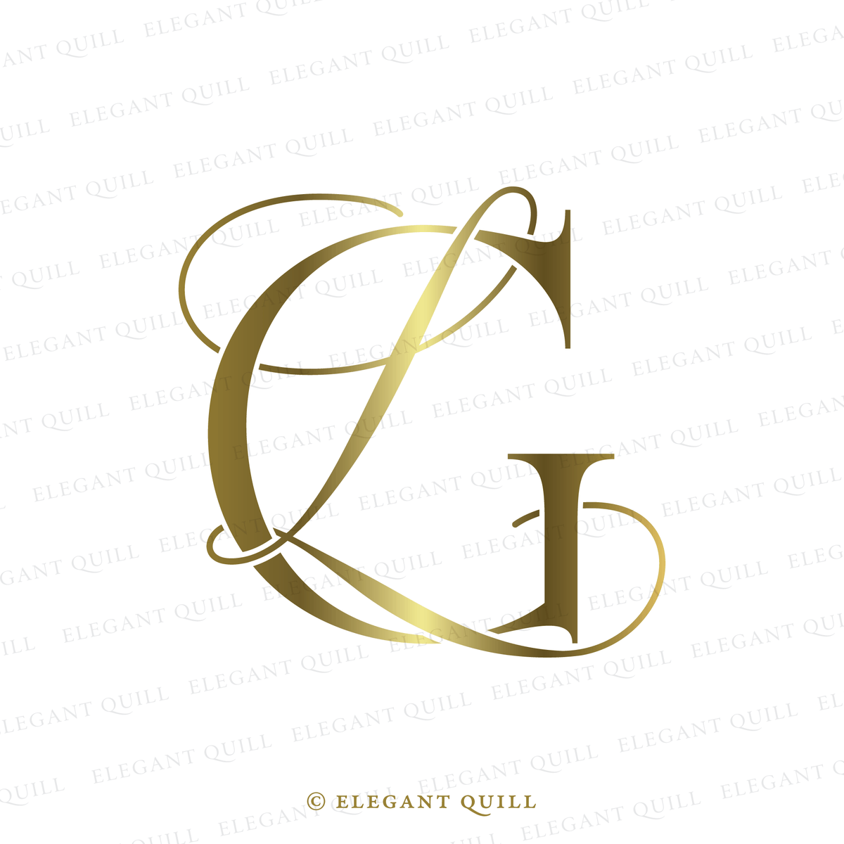 Wedding Dance Floor Monogram, LG Initials Logo – Elegant Quill